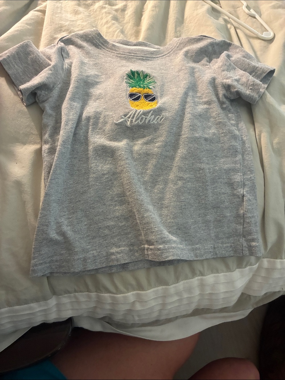 Janie and Jack Gray Tee with Pineapple Embroidery